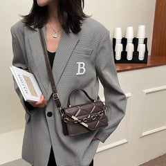 Women Lingge Texture Fashion Chain Shoulder Bag