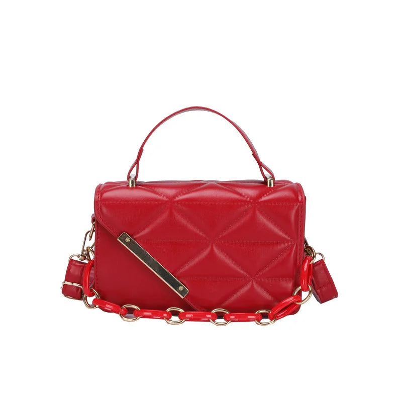 Women Lingge Texture Fashion Chain Shoulder Bag
