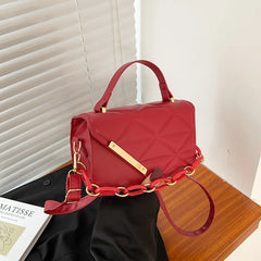 Women Lingge Texture Fashion Chain Shoulder Bag
