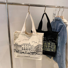 Women Literature Art Shoulder Canvas Bag Student Shopping Tote Bag