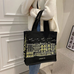 Women Literature Art Shoulder Canvas Bag Student Shopping Tote Bag
