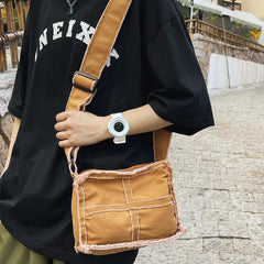 Canvas Shoulder Bag for Women Retro Vintage Crossbody Bags Zipper Purse Girls