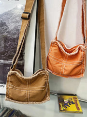 Canvas Shoulder Bag for Women Retro Vintage Crossbody Bags Zipper Purse Girls