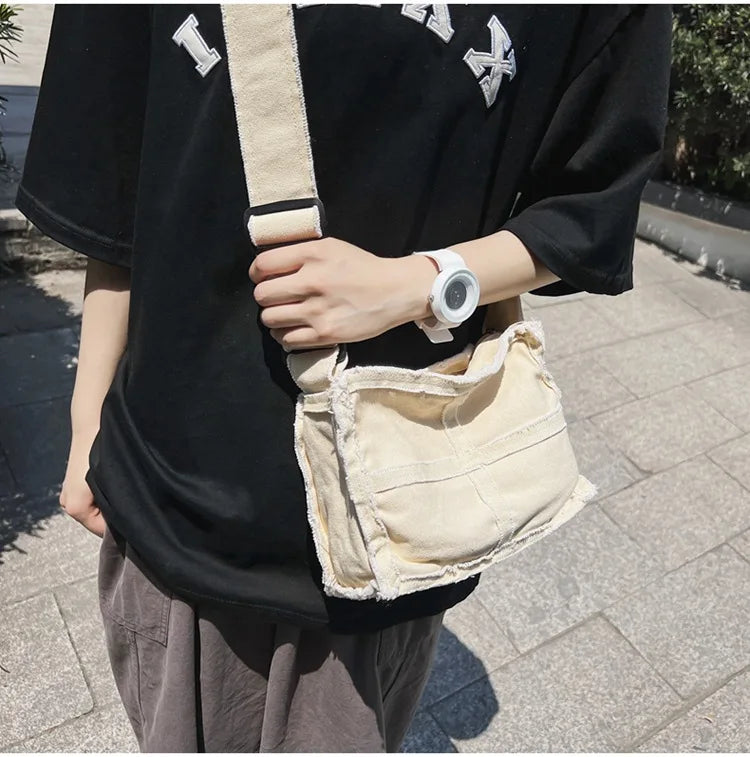 Canvas Shoulder Bag for Women Retro Vintage Crossbody Bags Zipper Purse Girls