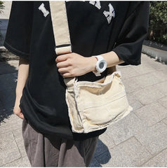 Canvas Shoulder Bag for Women Retro Vintage Crossbody Bags Zipper Purse Girls