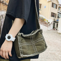 Canvas Shoulder Bag for Women Retro Vintage Crossbody Bags Zipper Purse Girls