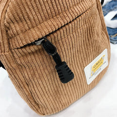 Small Corduroy Shoulder Bag Pink Crossbody Zipper Purse For Girl
