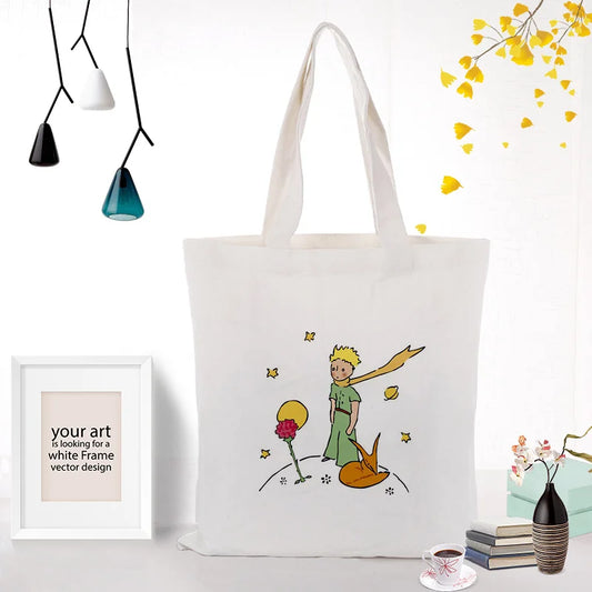 Little Prince Canvas Shopper Bag 90s Vintage Handbag