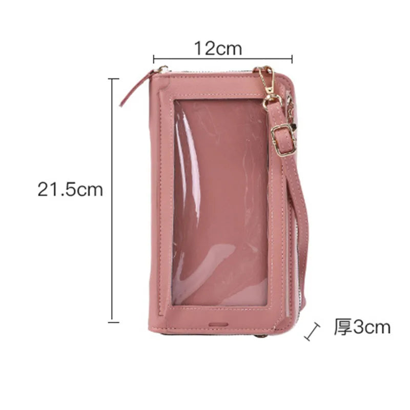 Women Long Cell Phone Pockets Shoulder Bags PU Leather Card Holder Crossbody Bag