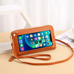 Touch Screen Crossbody Phone Purse in Pure Leather