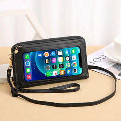 Touch Screen Crossbody Phone Purse in Pure Leather