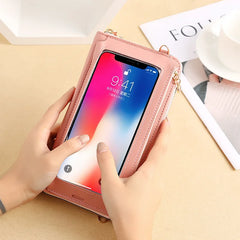 Touch Screen Crossbody Phone Purse in Pure Leather