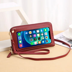 Touch Screen Crossbody Phone Purse in Pure Leather