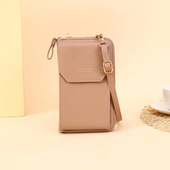 Women Long Messenger Bags Zipper Hasp Soft Leather Shoulder Cell Phone Bag