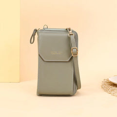 Women Long Messenger Bags Zipper Hasp Soft Leather Shoulder Cell Phone Bag