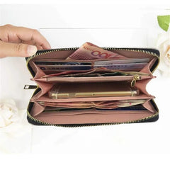 Women Long Wallet 3D Embossing Rose Dragonfly Butterfly Clutch Zipper Hangbags