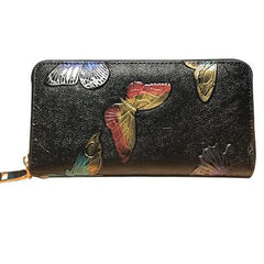 Women Long Wallet 3D Embossing Rose Dragonfly Butterfly Clutch Zipper Hangbags