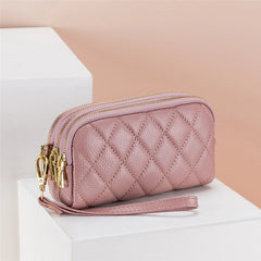Women Long Wallet Leather 3-layer Zipper Purse Large Capacity Clutch Phone Bag