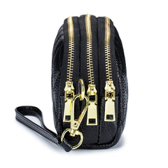 Women Long Wallet Leather 3-layer Zipper Purse Large Capacity Clutch Phone Bag
