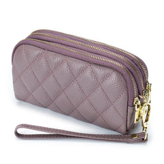 Women Long Wallet Leather 3-layer Zipper Purse Bag Large Capacity Wristlet