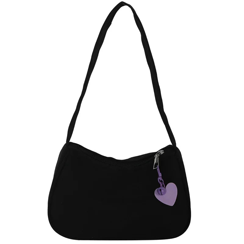 Women Love Heart Nylon Shoulder Bag Handbag Casual Soft Girl Hit Love