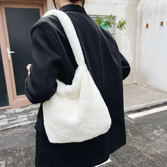 Women Love Heart Shoulder Bags Plush Winter Handbags