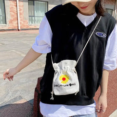 Women Canvas Messenger Bag Daisy Shoulder Bag Student Fairy Crossbody Bag