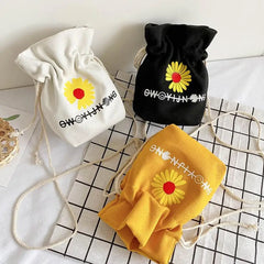 Women Canvas Messenger Bag Daisy Shoulder Bag Student Fairy Crossbody Bag