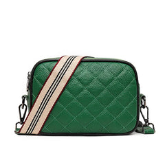 Woven Shoulder Bag with Wide Strap in Lozenge Leather