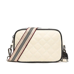 Woven Shoulder Bag with Wide Strap in Lozenge Leather