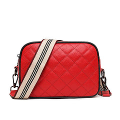 Woven Shoulder Bag with Wide Strap in Lozenge Leather