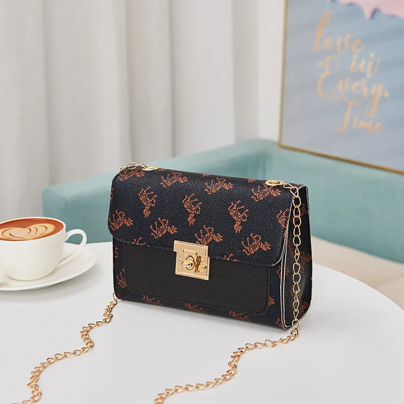 Women Chains Single Shoulder Crossbody Bag Mini Leather Messenger Bag