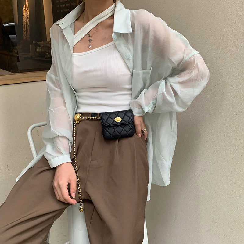 Women Mini Waist Chain Belt Bag Crossbody Casual Band
