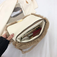 Women Shoulder Bag Plush High Female Faux Fur Chain Bag