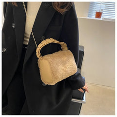 Winter Women's Faux Fur Shoulder Bag Soft Plush Handbag