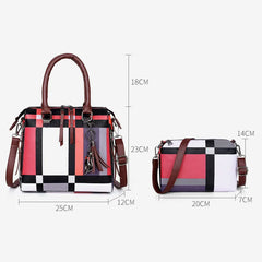 High Women Plaid Tassel Bag Female Summer Beach Bags 4pcs/set Composite Bags
