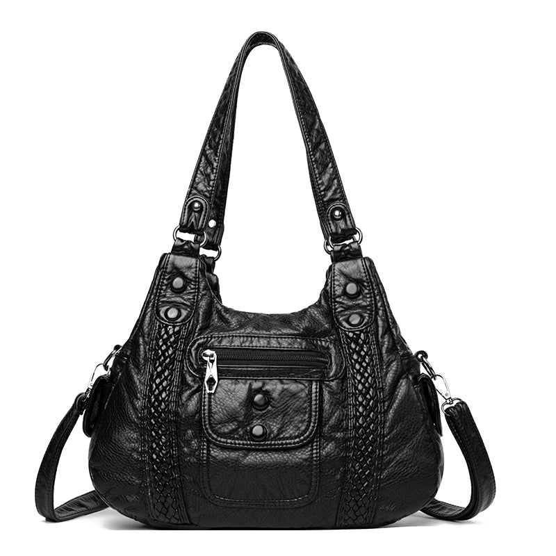 Vintage Soft Leather Women Handbag Satchel Motorcycle Tote Messenger Bag