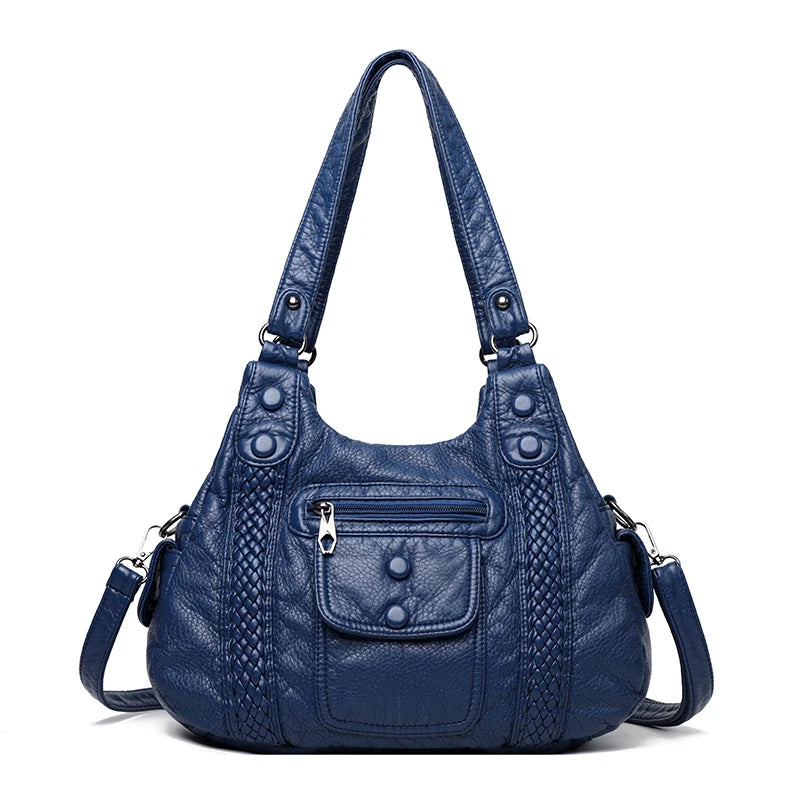 Vintage Soft Leather Women Handbag Satchel Motorcycle Tote Messenger Bag