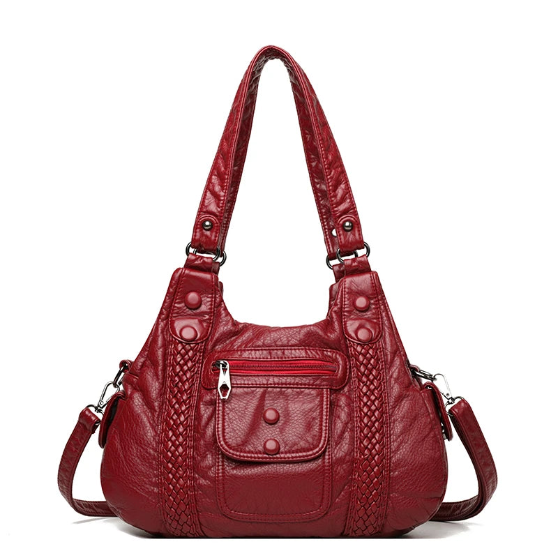 Vintage Soft Leather Women Handbag Satchel Motorcycle Tote Messenger Bag