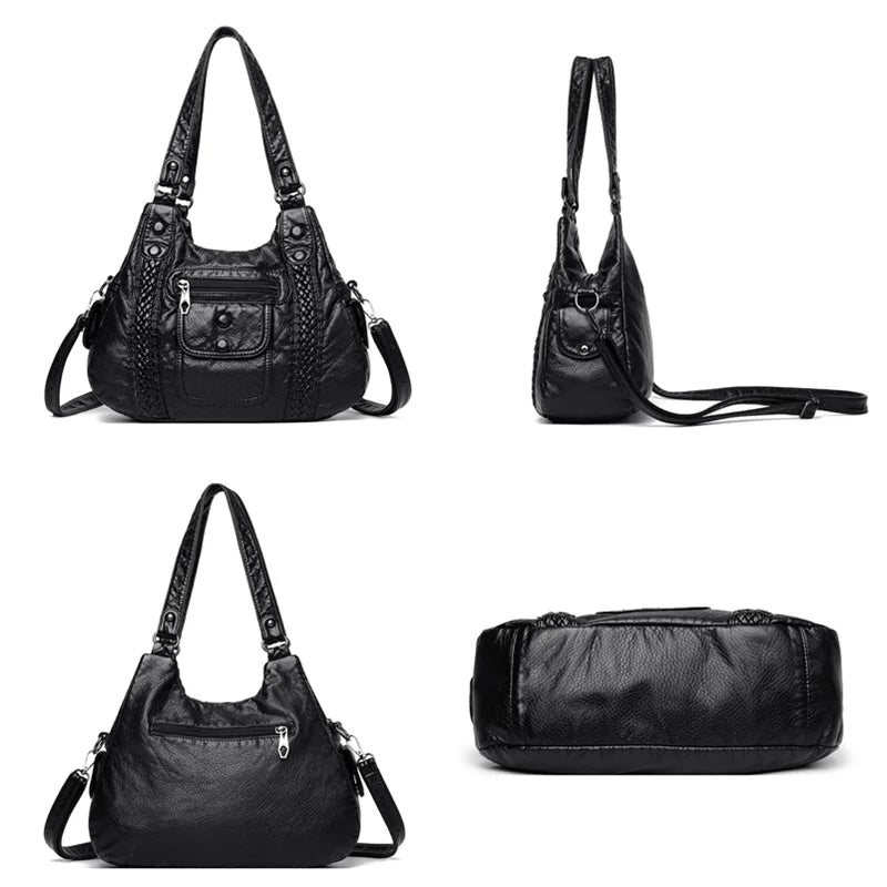 Vintage Soft Leather Women Handbag Satchel Motorcycle Tote Messenger Bag