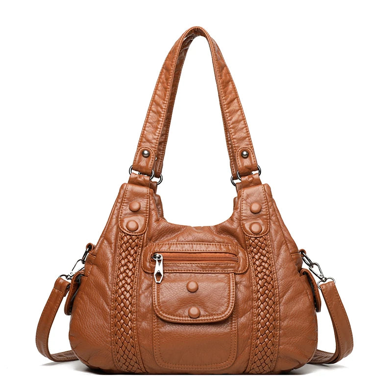 Vintage Soft Leather Women Handbag Satchel Motorcycle Tote Messenger Bag