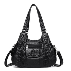 Vintage Soft Leather Women Handbag Satchel Motorcycle Tote Messenger Bag