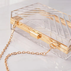 Clear Acrylic Evening Clutch Crossbody Shoulder Bag for Women