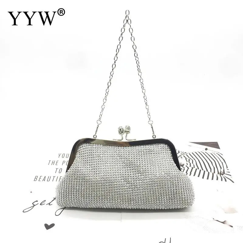 Rhinestone Femme Bags Over Shoulder Silver Bag Sac A Main