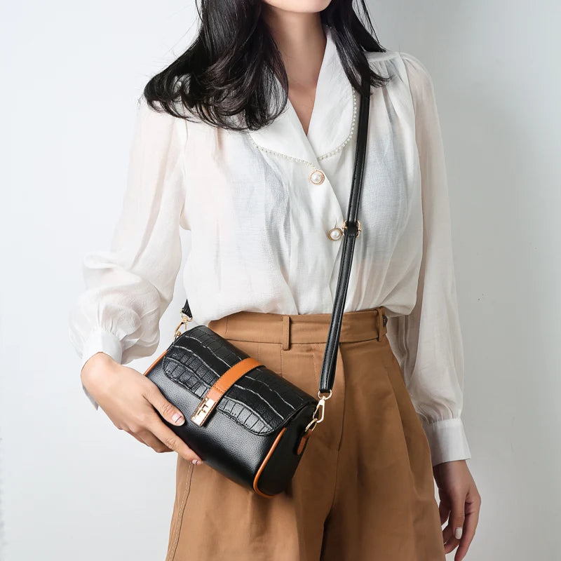 Crocodile Leather Handbag Women Crossbody Shoulder Tote Retro Bag