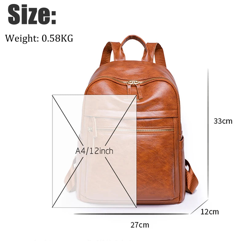 Vintage Leather Backpack Women Shoulder Bag Travel Bagpack School Bags