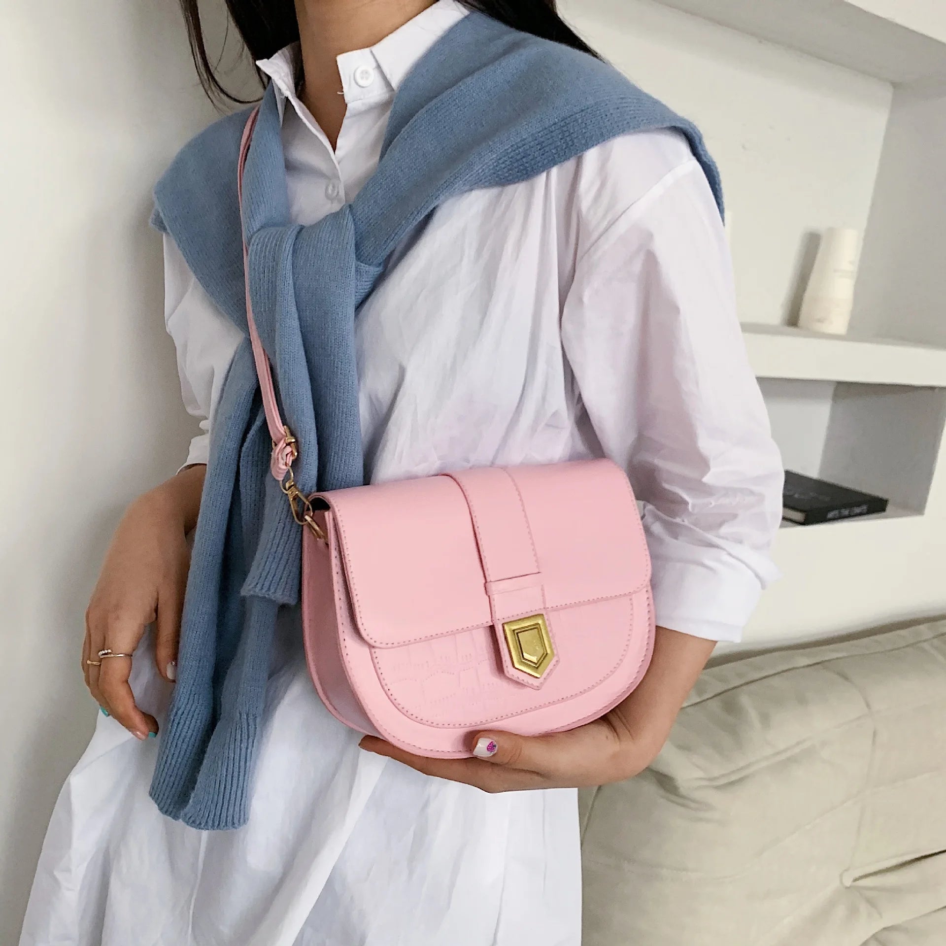Crocodile Pattern Shoulder Bag Crossbody Handbag