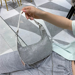 Women Shoulder Bags Diamond Hobo-bag Clutch PU Messenger Evening Bag
