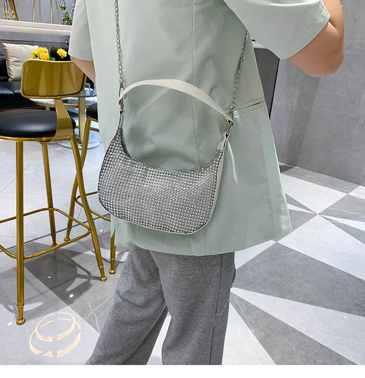 Women Shoulder Bags Diamond Hobo-bag Clutch PU Messenger Evening Bag