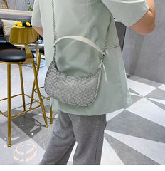 Women Shoulder Bags Diamond Hobo-bag Clutch PU Messenger Evening Bag